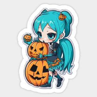 Halloween Skeleton Kawaii Girl Sticker